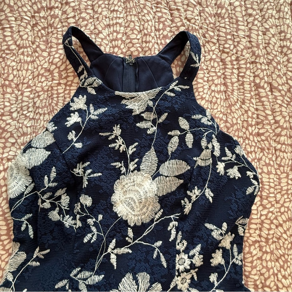 Altar'd State Navy and White Floral Midi Dress - Picture 3 of 6